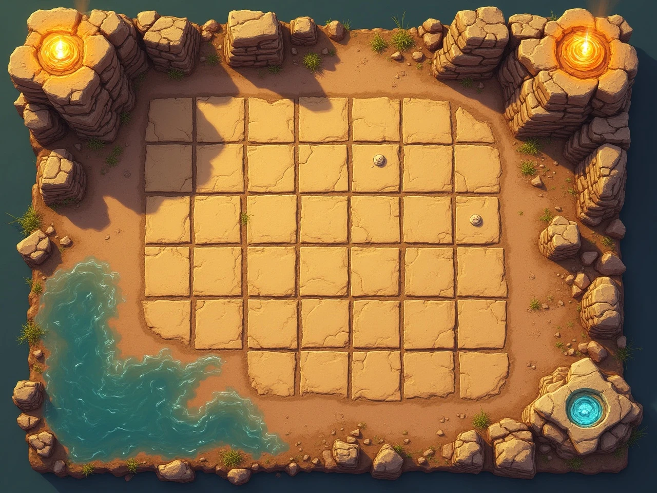 Terrain grid with start and goal markers